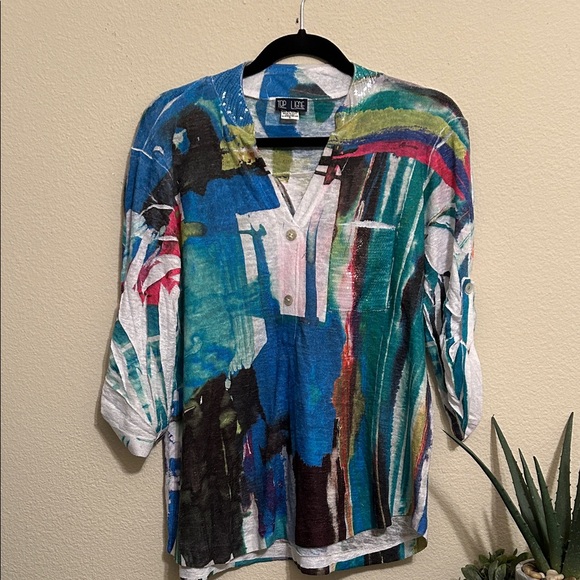 Top Ligne Tops - Top Ligne Colorful Abstract Women's Top